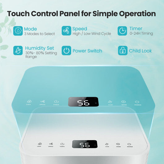1750 Sq. Ft 32 Pints Dehumidifier with Auto Defrost and 24H Timer Drain Hose-White LuxuryLifeWay Online Store