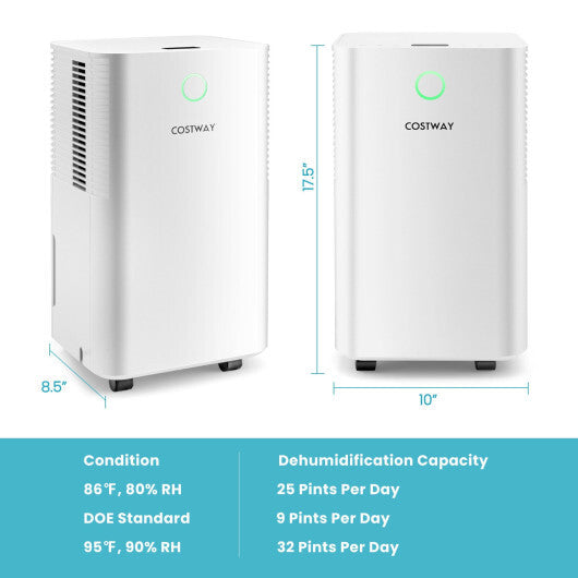 1750 Sq. Ft 32 Pints Dehumidifier with Auto Defrost and 24H Timer Drain Hose-White LuxuryLifeWay Online Store