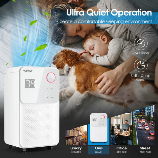 32 Pints 2000 Sq. Ft Dehumidifier for Home and Basements with 3-Color Digital Display-White LuxuryLifeWay Online Store