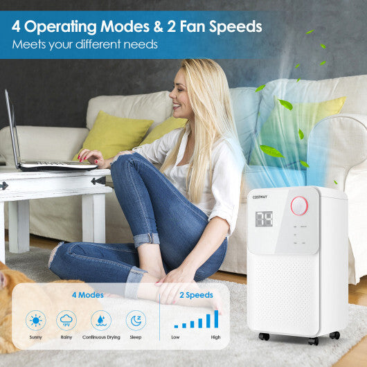 32 Pints 2000 Sq. Ft Dehumidifier for Home and Basements with 3-Color Digital Display-White LuxuryLifeWay Online Store