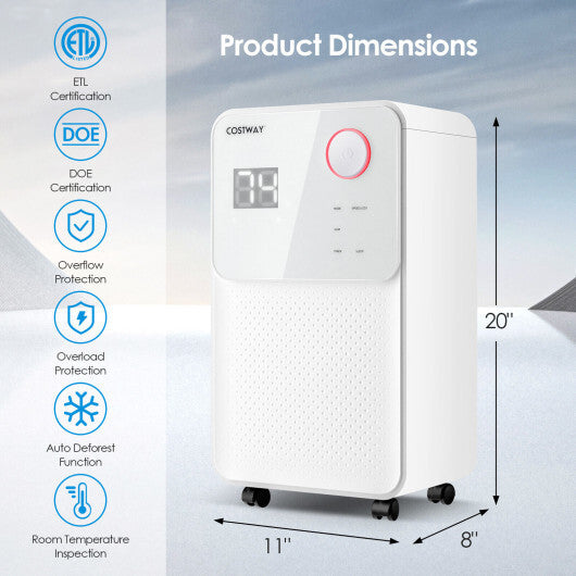 32 Pints 2000 Sq. Ft Dehumidifier for Home and Basements with 3-Color Digital Display-White LuxuryLifeWay Online Store