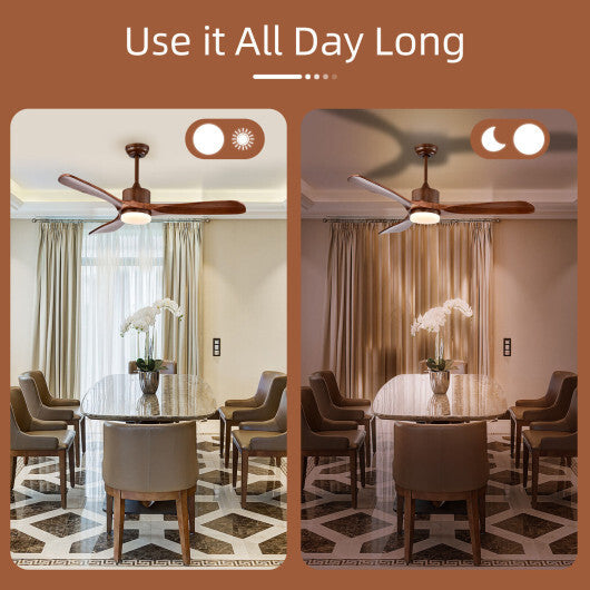 52 Inch Reversible Ceiling Fan with LED Light and Adjustable Temperature-Silver LuxuryLifeWay Online Store