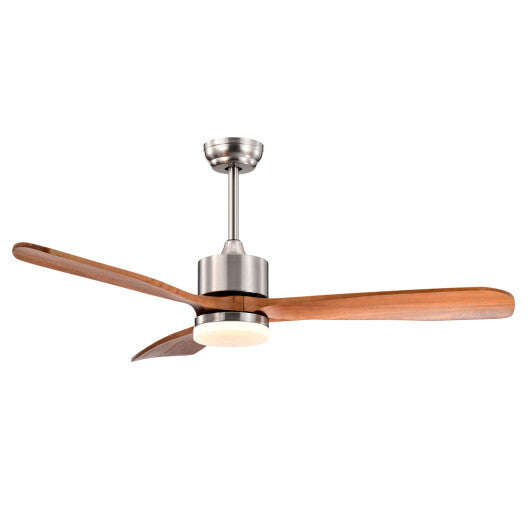 52 Inch Reversible Ceiling Fan with LED Light and Adjustable Temperature-Silver LuxuryLifeWay Online Store