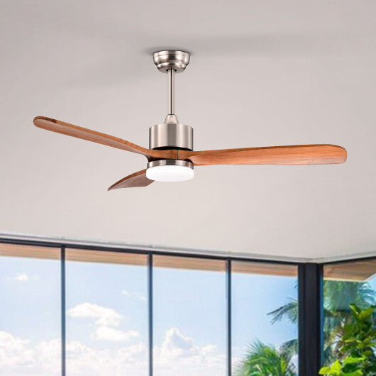 52 Inch Reversible Ceiling Fan with LED Light and Adjustable Temperature-Silver LuxuryLifeWay Online Store