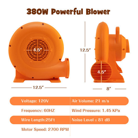 380W Air Blower (0.5HP) for Inflatables with 25 feet Wire and GFCI Plug LuxuryLifeWay Online Store