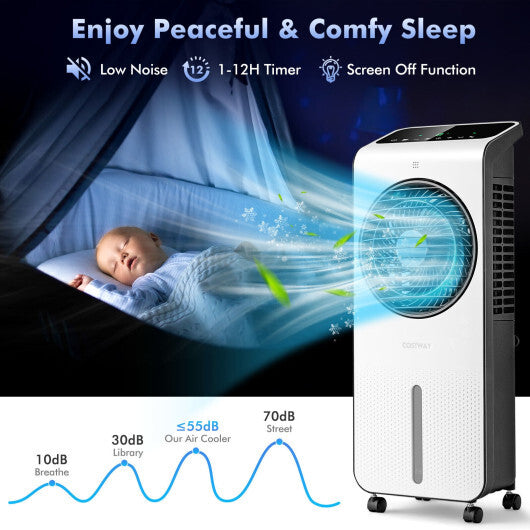 3-in-1 Evaporative Air Cooler with 12H Timer Remote-White LuxuryLifeWay Online Store