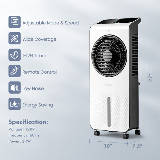 3-in-1 Evaporative Air Cooler with 12H Timer Remote-White LuxuryLifeWay Online Store