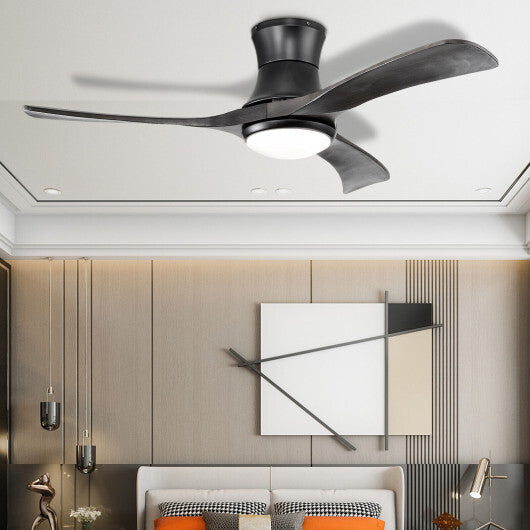 52 Inch Flush Mount Ceiling Fan with LED Light-Black - Color: Black LuxuryLifeWay Online Store