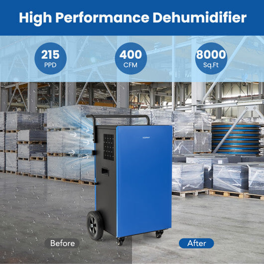 215 Pints 8000 Sq.Ft Commercial Dehumidifier For Home and Basement with 24H Timer-Blue LuxuryLifeWay Online Store