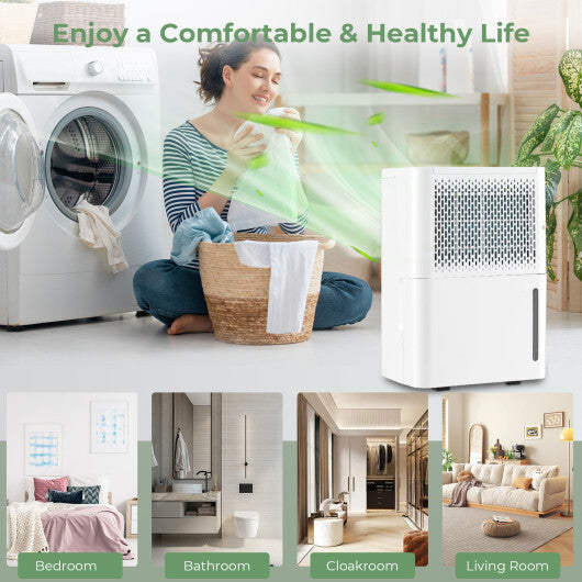 2000 Sq. Ft 32 Pint Dehumidifier with Continuous/Drying/Auto Mode-White LuxuryLifeWay Online Store