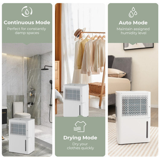 2000 Sq. Ft 32 Pint Dehumidifier with Continuous/Drying/Auto Mode-White LuxuryLifeWay Online Store