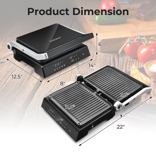 3 in 1 Indoor Electric Panini Press Grill with LED Display-Black LuxuryLifeWay Online Store