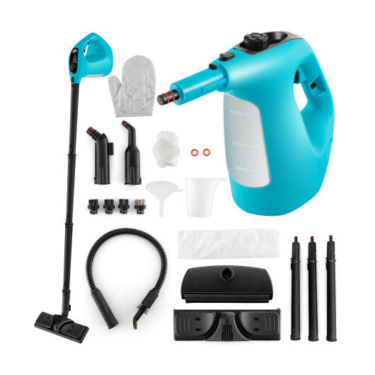 1400W Handheld Steam Cleaner with 14-Piece Accessory Kit and Child Lock-Blue LuxuryLifeWay Online Store