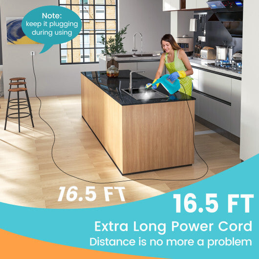 1400W Handheld Steam Cleaner with 14-Piece Accessory Kit and Child Lock-Blue LuxuryLifeWay Online Store