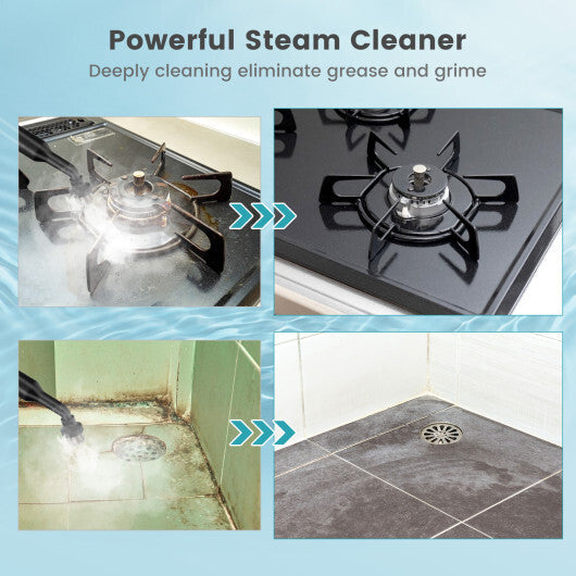 1400W Handheld Steam Cleaner with 14-Piece Accessory Kit and Child Lock-Blue LuxuryLifeWay Online Store