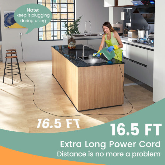 1400W Handheld Steam Cleaner with 14-Piece Accessory Kit and Child Lock-Blue LuxuryLifeWay Online Store