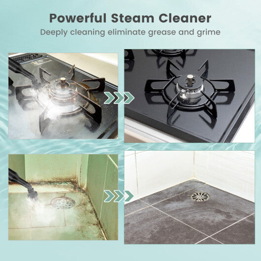 1400W Handheld Steam Cleaner with 14-Piece Accessory Kit and Child Lock-Blue LuxuryLifeWay Online Store