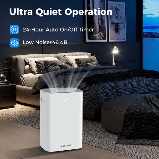 Dehumidifier with Auto Drain or Manual Drainage for Home Basement-White LuxuryLifeWay Online Store