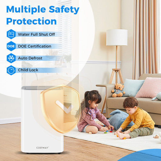 Dehumidifier with Auto Drain or Manual Drainage for Home Basement-White LuxuryLifeWay Online Store