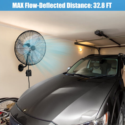 20 Inch Wall Mount Fan with 3 Fan Speeds and Adjustable Tilt Head-Black LuxuryLifeWay Online Store