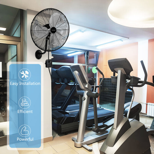 20 Inch Wall Mount Fan with 3 Fan Speeds and Adjustable Tilt Head-Black LuxuryLifeWay Online Store