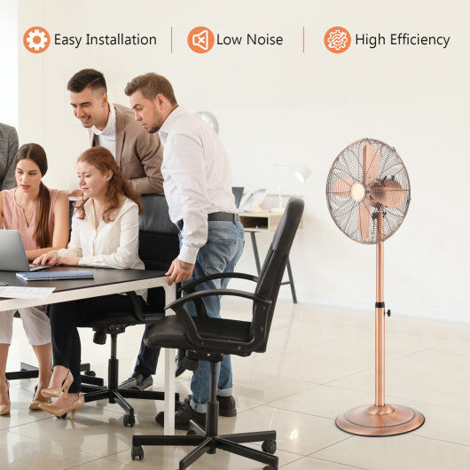 16 Inch Pedestal Standing Fan Oscillating Pedestal Fan with 3 Speeds and Adjustable Height-Black LuxuryLifeWay Online Store