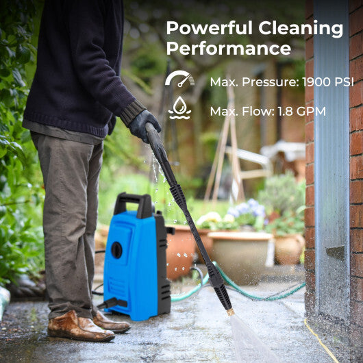 1900 PSI 1.8 GPM Electric Pressure Washer with 4 Quick Connect Nozzles-Blue LuxuryLifeWay Online Store
