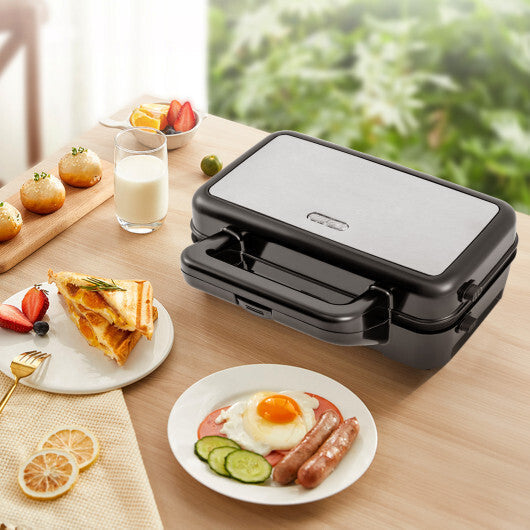 3-in-1 1082W Sandwich Maker with Removable Non-Stick Plates-Black LuxuryLifeWay Online Store