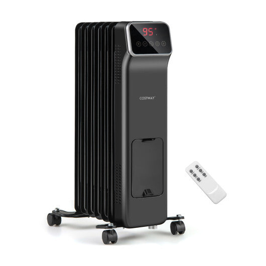 1500W Oil Filled Radiator Heater with Remote Control 3 Modes 24H Timer-Black LuxuryLifeWay Online Store