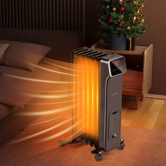 1500W Oil Filled Radiator Heater with Remote Control 3 Modes 24H Timer-Black LuxuryLifeWay Online Store
