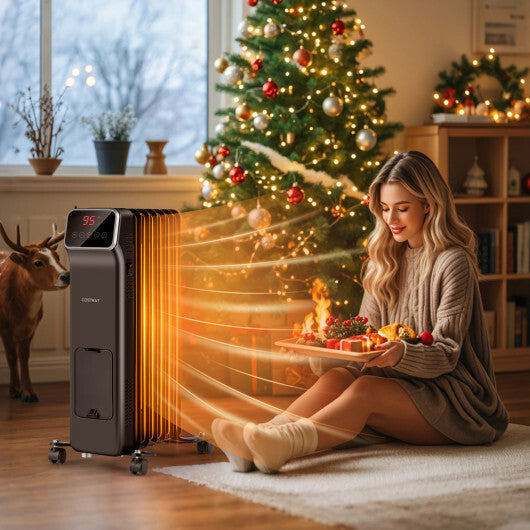 1500W Oil Filled Radiator Heater with Remote Control 3 Modes 24H Timer-Black LuxuryLifeWay Online Store