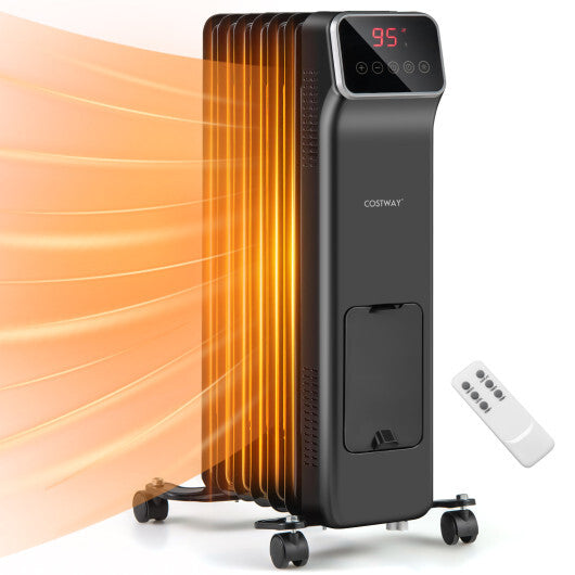 1500W Oil Filled Radiator Heater with Remote Control 3 Modes 24H Timer-Black LuxuryLifeWay Online Store