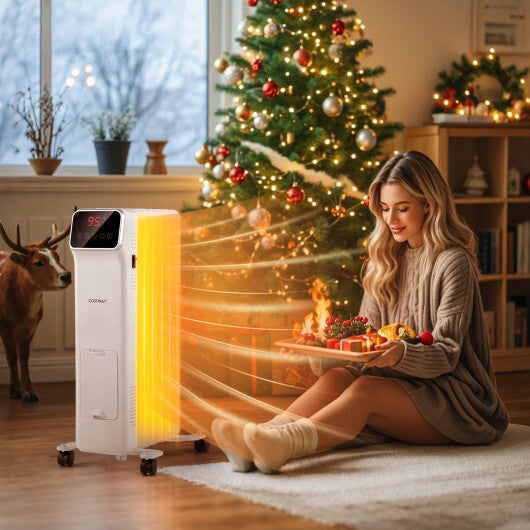 1500W Oil Filled Radiator Heater with Remote Control 3 Modes 24H Timer-Black LuxuryLifeWay Online Store