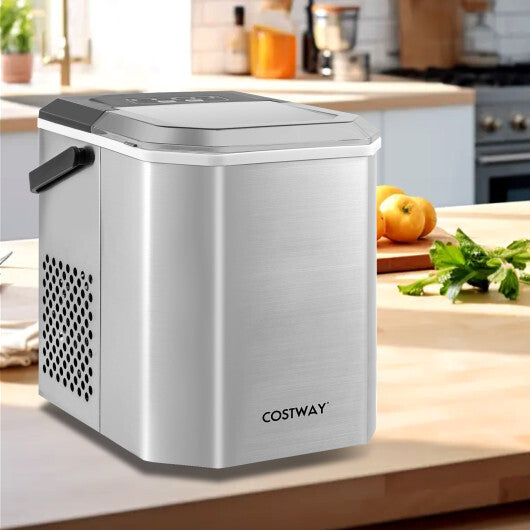 Ice Maker Countertop with Self-Cleaning for Home Kitchen Office Party-Black