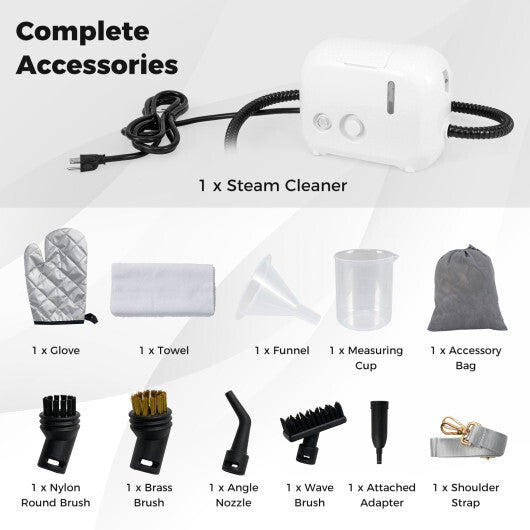 1500W Portable Steam Cleaner with 34 oz Water Tank-White LuxuryLifeWay Online Store