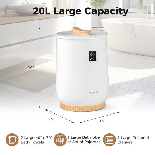 20L Large Heated Towel Warmer with LED Display and Button Control-White LuxuryLifeWay Online Store