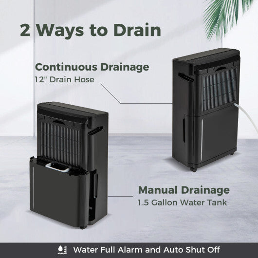 4500 Sq. Ft 57 Pint Quiet Dehumidifier for Basement with 4 Modes-Black LuxuryLifeWay Online Store