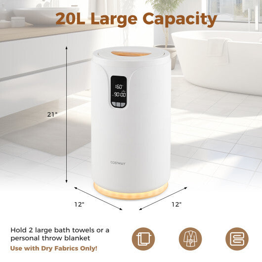 20L Hot Towel Warmer Bucket with 30/60/90 Min Heating Time-White LuxuryLifeWay Online Store
