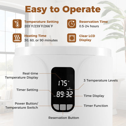 20L Hot Towel Warmer Bucket with 30/60/90 Min Heating Time-White LuxuryLifeWay Online Store