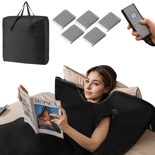 Portable Full-Body Personal Sauna for Home Use with Armholes Wraps and Sauna Bag-Black LuxuryLifeWay Online Store