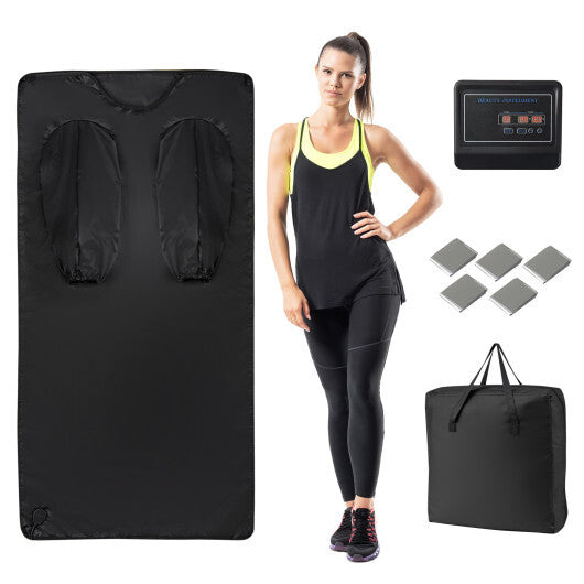 Infrared Sauna Blanket for Home Use with Arm Sleeves Wraps and Carry Bag-Black LuxuryLifeWay Online Store