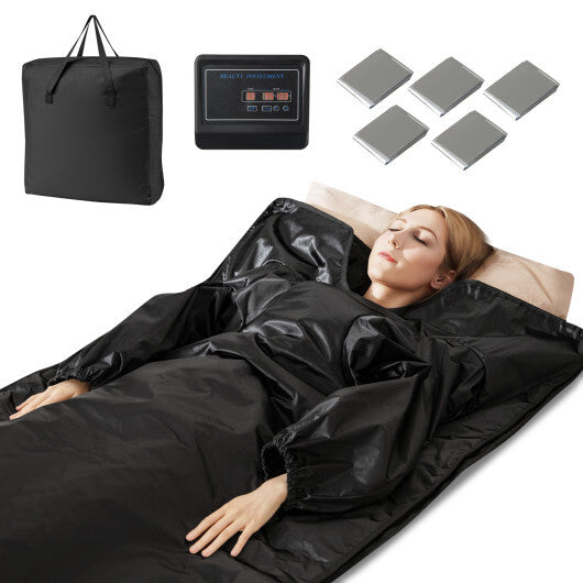 Infrared Sauna Blanket for Home Use with Arm Sleeves Wraps and Carry Bag-Black LuxuryLifeWay Online Store