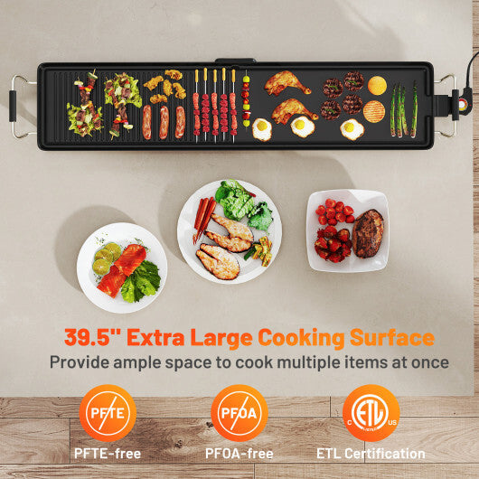 39.5 Inch Extra Large Electric Griddle with 2 Cooking Surface and Adjustable Temperatures LuxuryLifeWay Online Store
