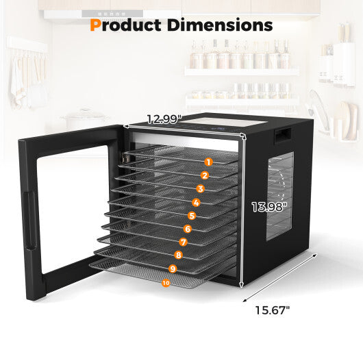 10 Stainless Steel Trays Dryer with 10 Presets-Black LuxuryLifeWay Online Store