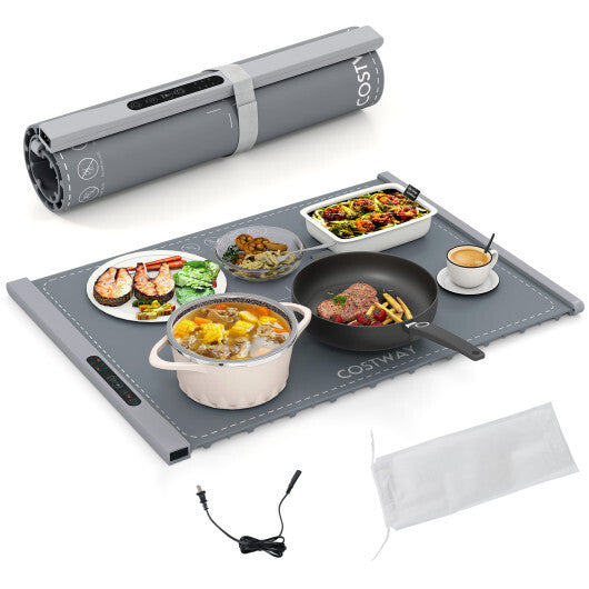 Food Warming Mat Rollable and Portable Electric Warming Tray with Fasting Heating-Beige