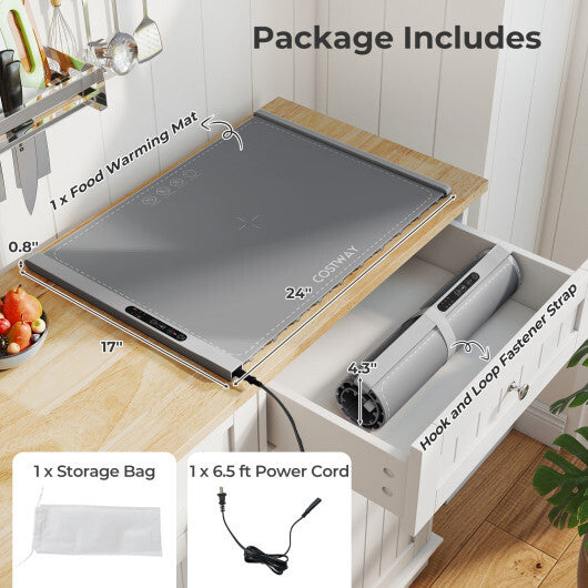 Food Warming Mat Rollable and Portable Electric Warming Tray with Fasting Heating-Beige