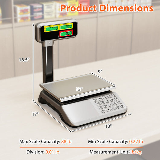 88lb Price Computing Scale with Pole Dual LCD Display Digital Commercial Food Scale LuxuryLifeWay Online Store