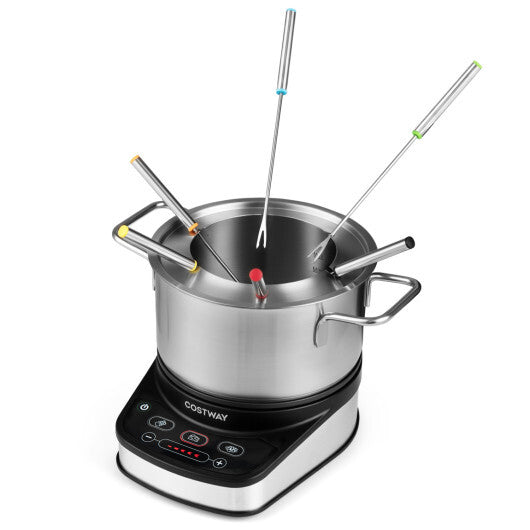 1200W Electric Fondue Pot Set with 3.2 QT Removable Pot 6 Color-Coded Fork LuxuryLifeWay Online Store