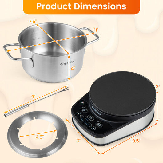 1200W Electric Fondue Pot Set with 3.2 QT Removable Pot 6 Color-Coded Fork LuxuryLifeWay Online Store