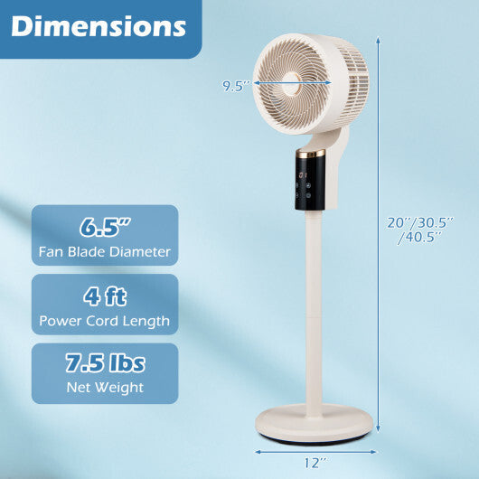 Compact Oscillating Standing Fan with 70 Oscillation and 90 Tilt for Home Office-Black LuxuryLifeWay Online Store